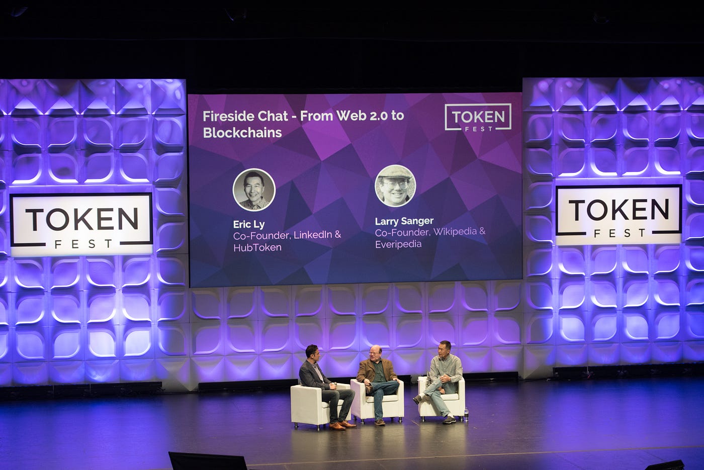 Token Fest main stage fireside chat with speakers on stage